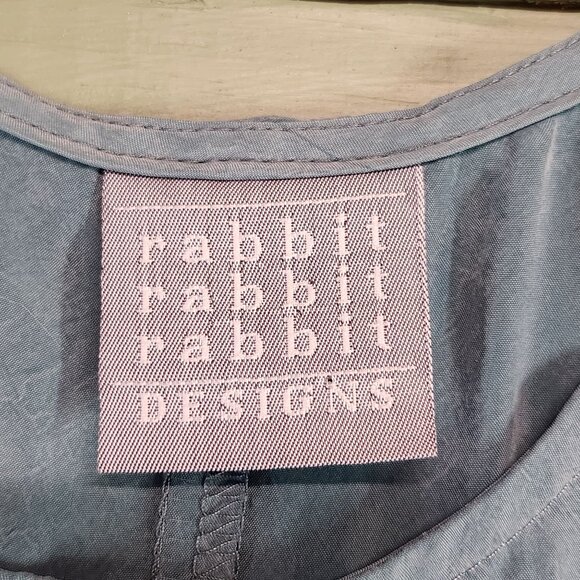 Vintage Rabbit Rabbit Rabbit Sleeveless Dress 12 Teal Rayon Boho Fairy Y2k Artsy - Picture 2 of 10